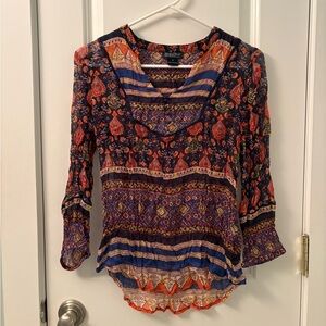Lucky Brand Vibrant Patterned Blouse